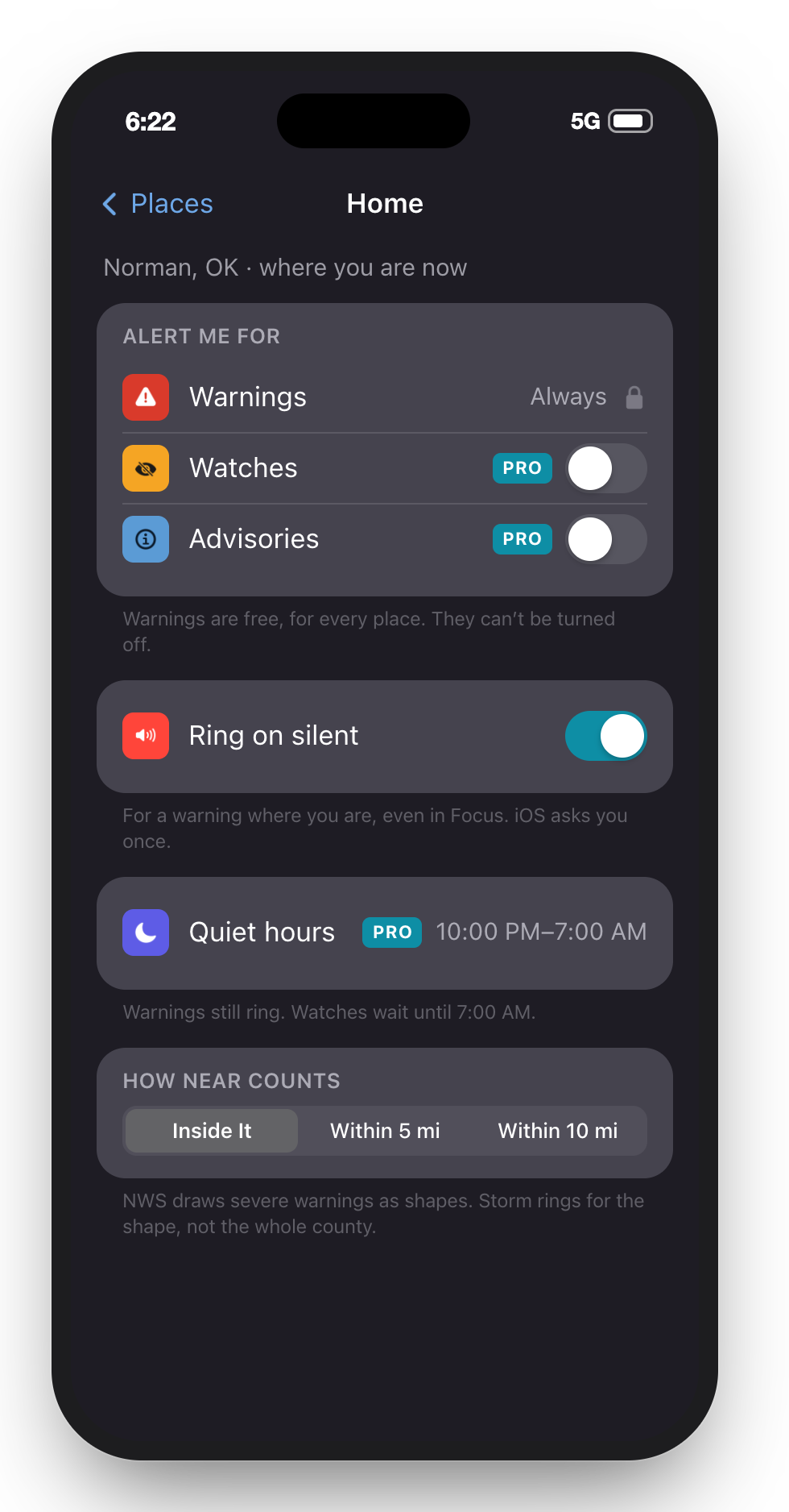 A place’s alerts